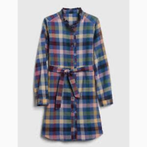 NWT Gap Kids Ruffle Shirt Dress in Chrome Blue, Size XL (12)
